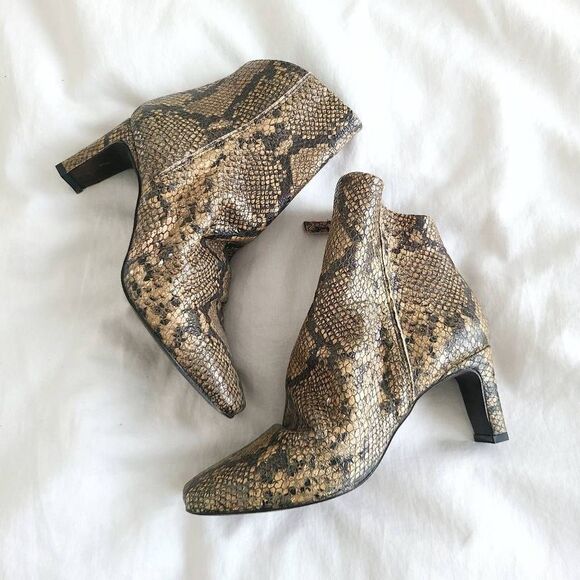 Free People 2652026 Cybill Heel Boots Women's Size 36 Brown Snakeskin Leather - Picture 1 of 5